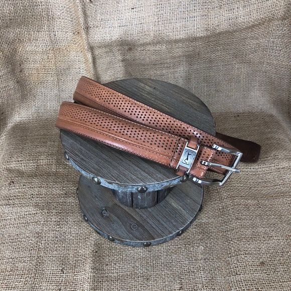 PGA Top Grain Leather Belt with Intricate Cutout Holes Design SZ 44 - Picture 2 of 8